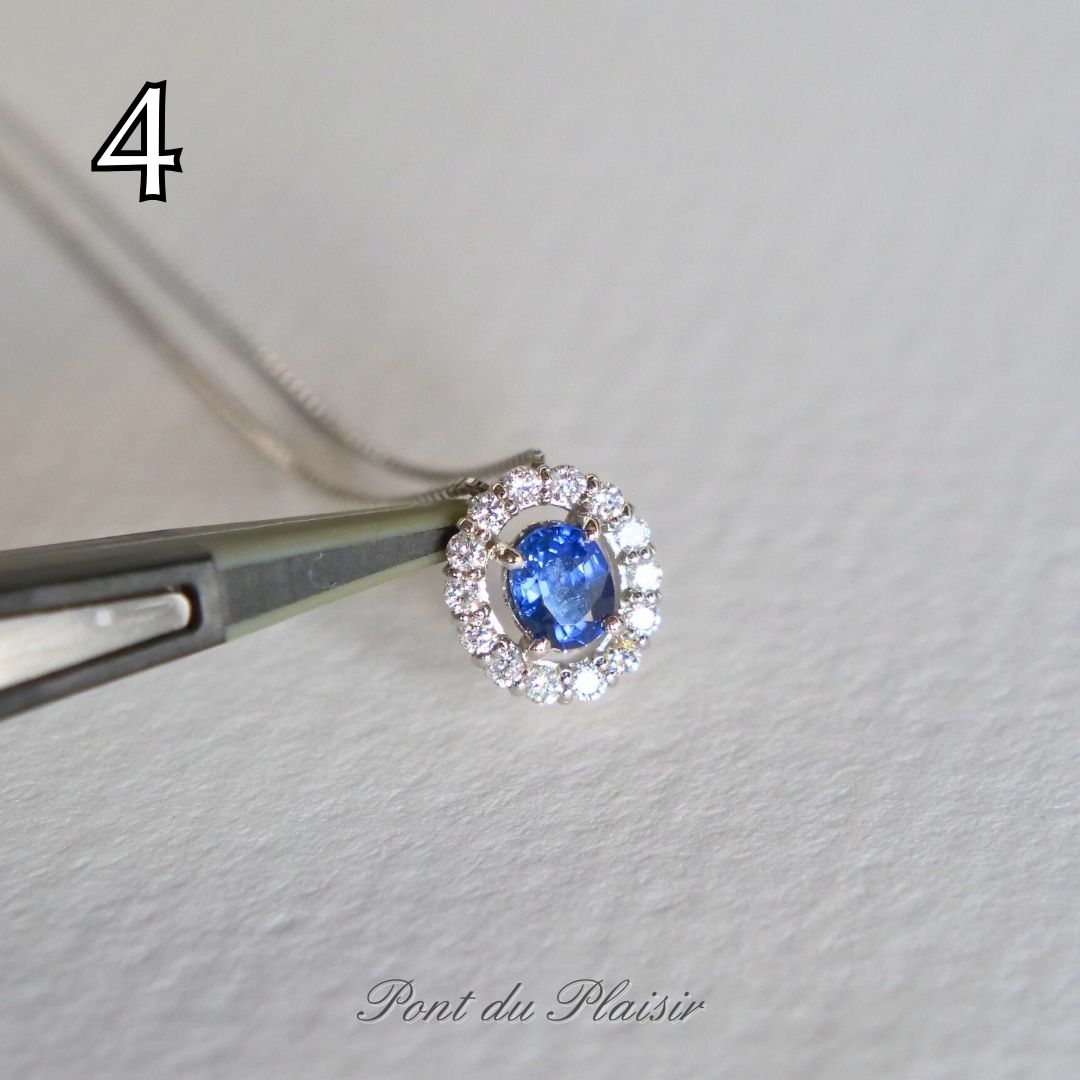 ④Pt製非加熱ロイヤルブルーサファイアペンダント