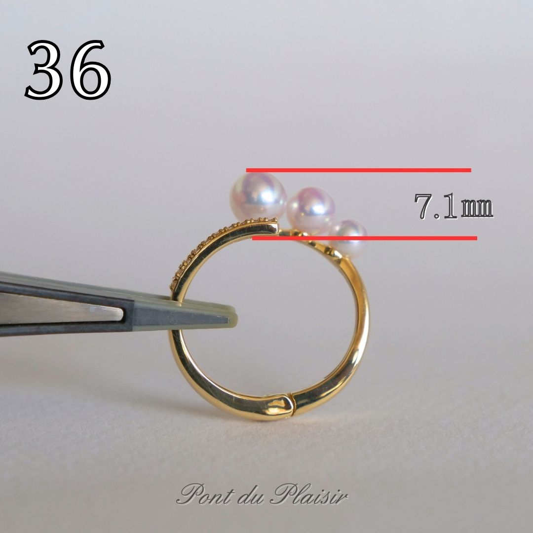 ㊱K18YG製アコヤ真珠ピアリングリング(#8-#18)