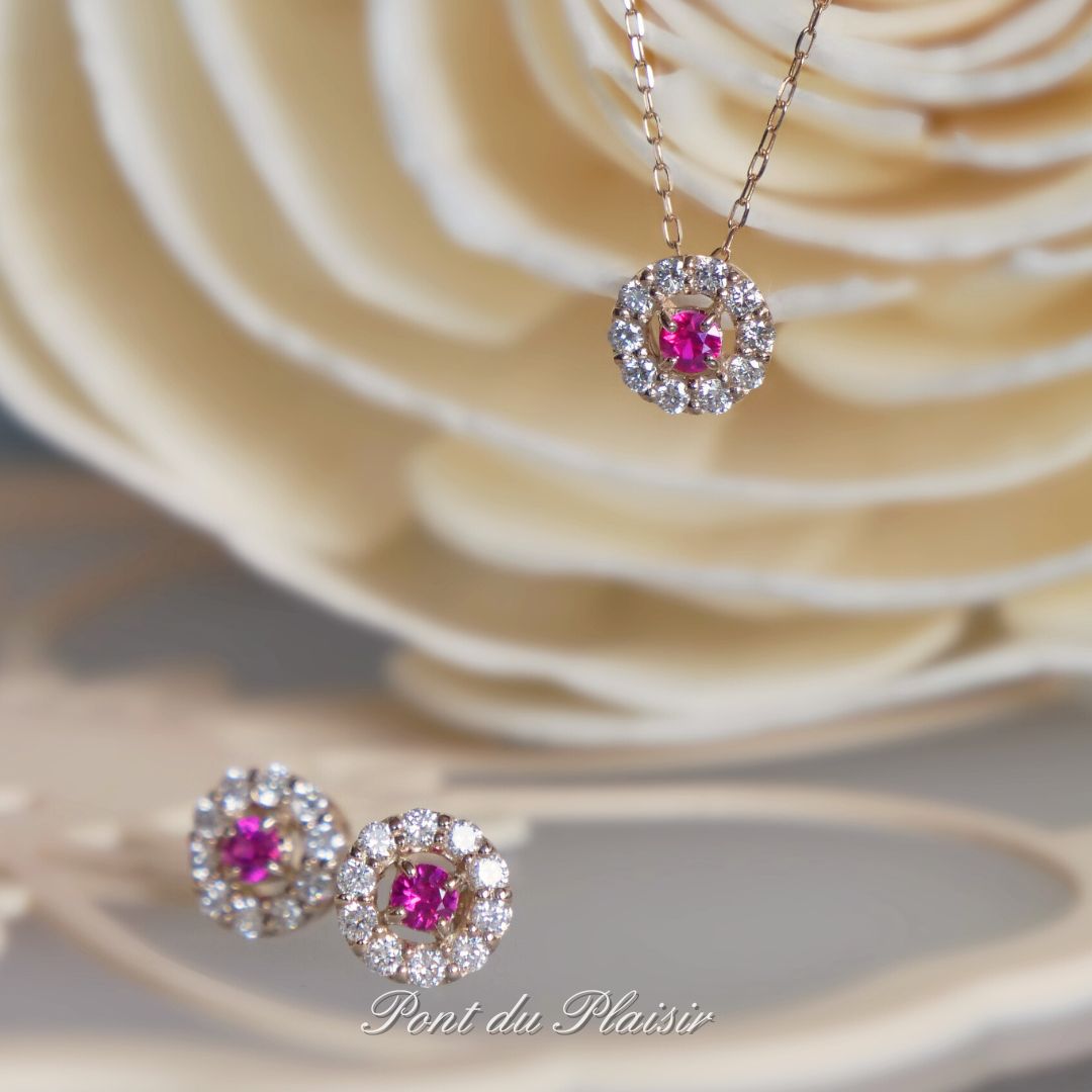 K18PG製アリッサムピアス/ルビー