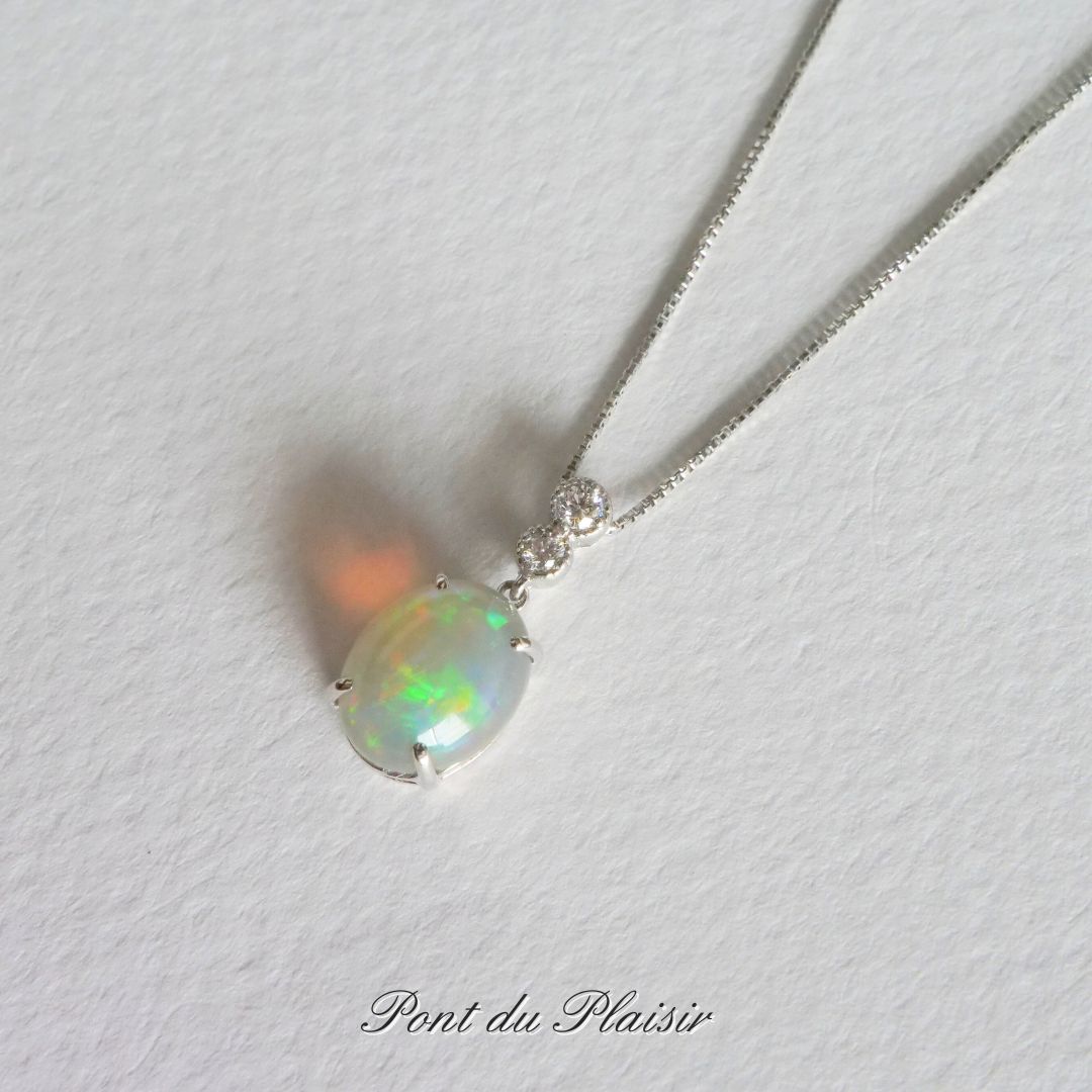 Pt製エチオピアオパールペンダント