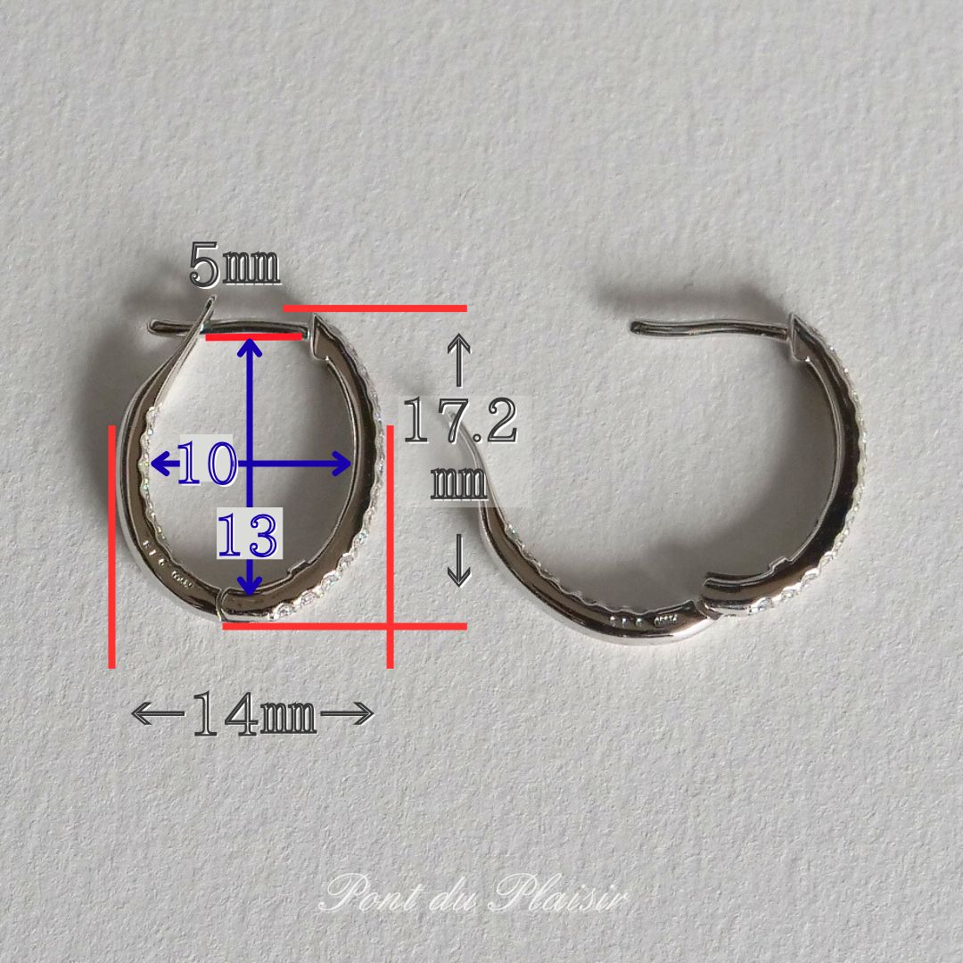 Pt900製ダイアモンドフープピアス