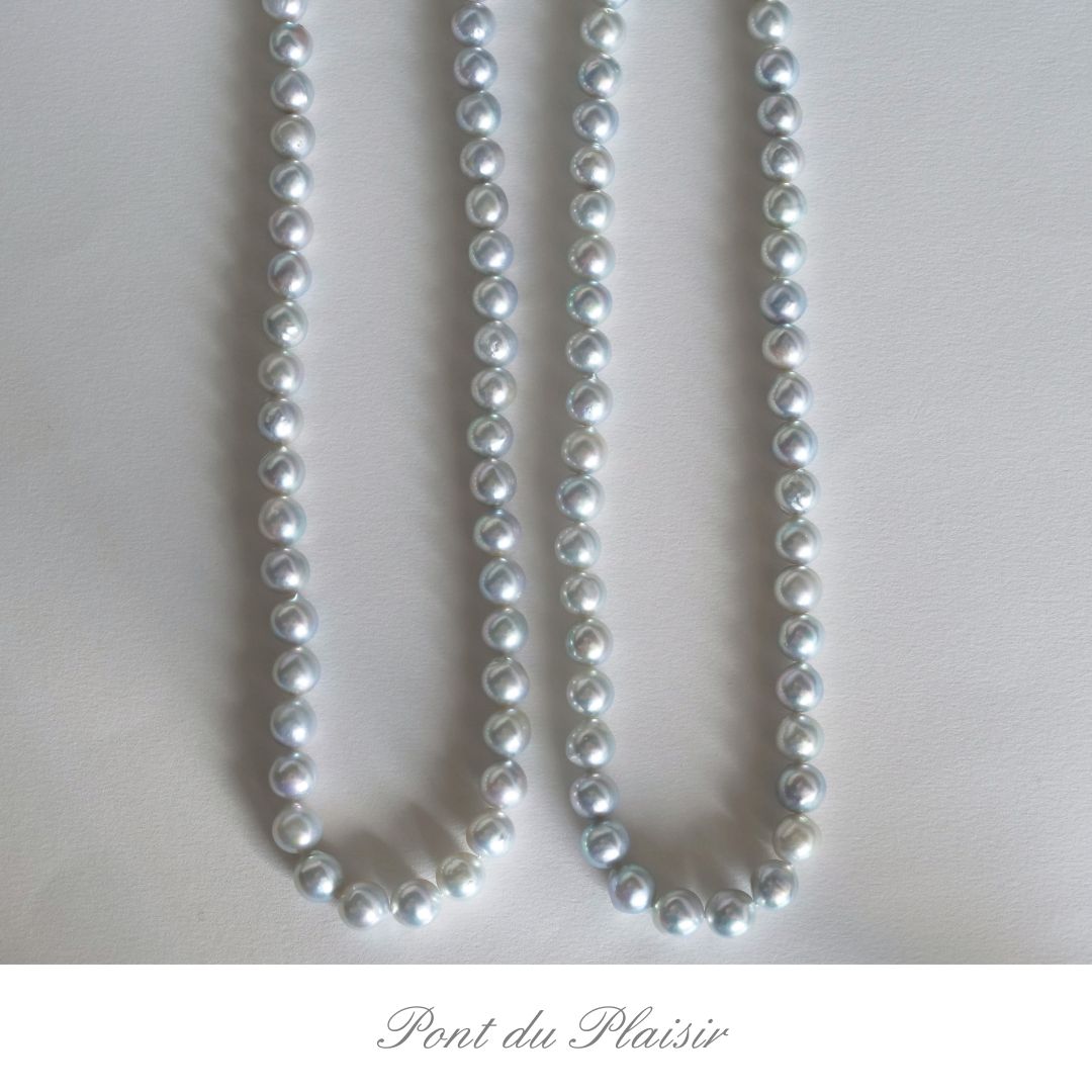 アコヤ真珠ナチュラルブルーバロックネックレス