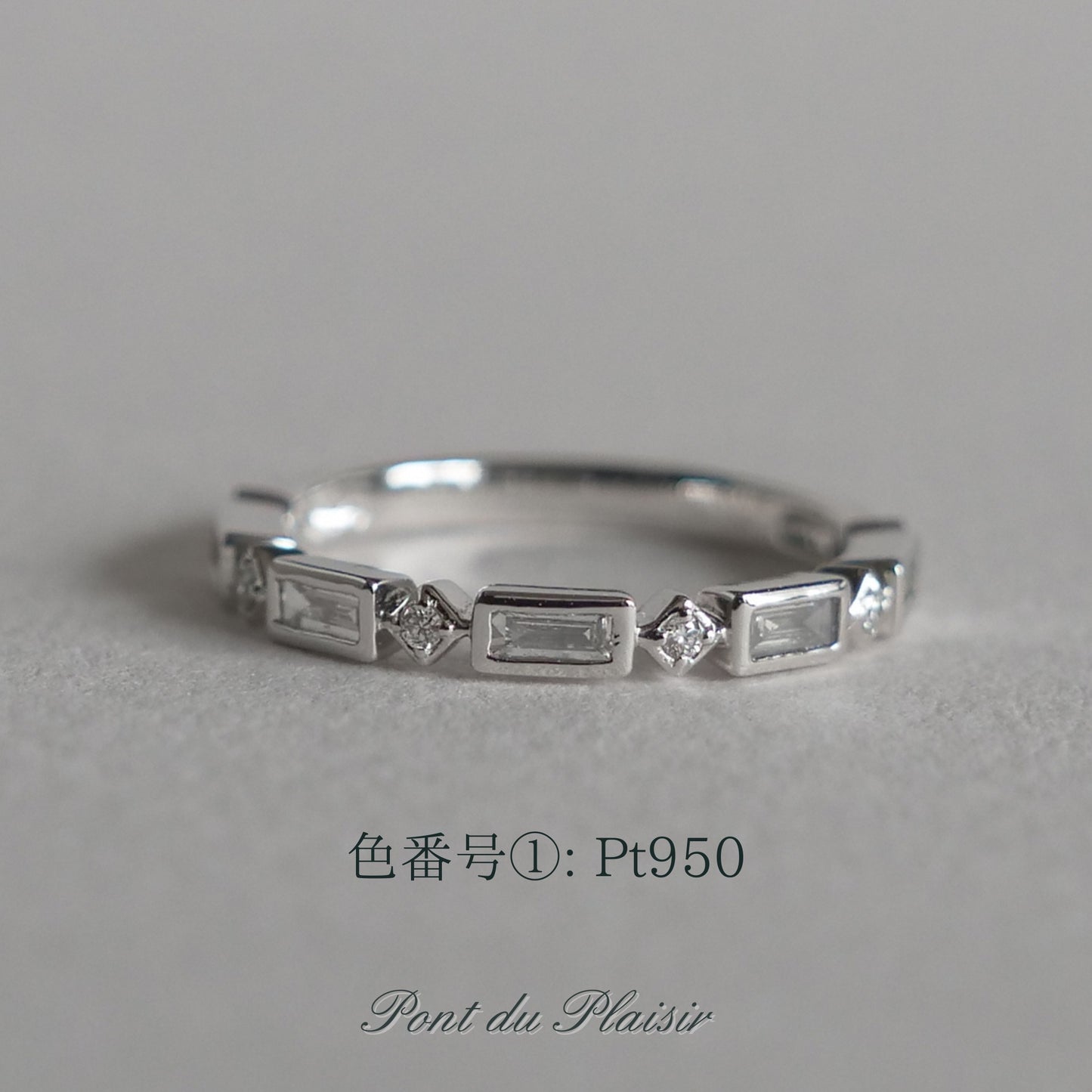 Pt950製バケット&ラウンドダイアモンドハーフエタニティリング#10