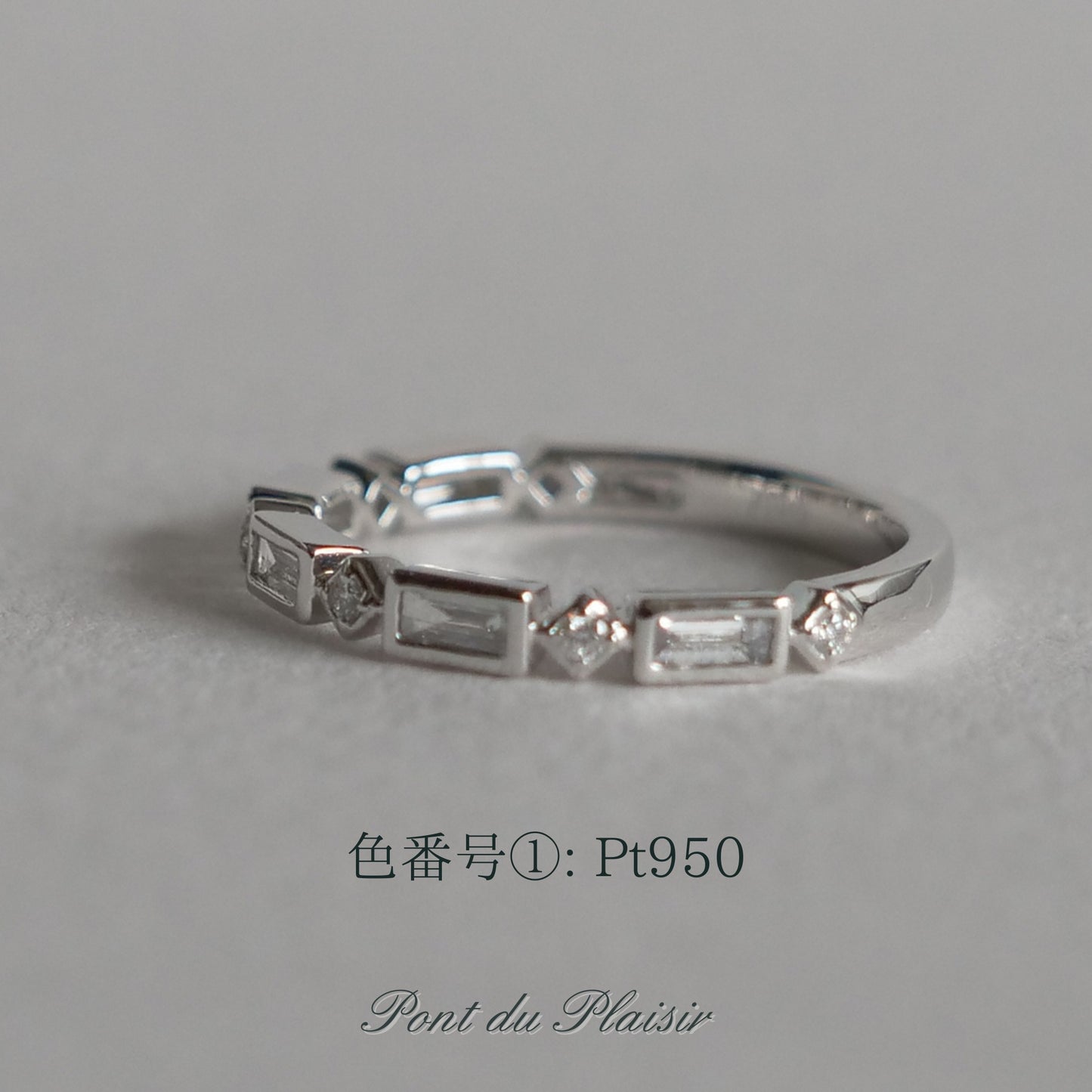Pt950製バケット&ラウンドダイアモンドハーフエタニティリング#10