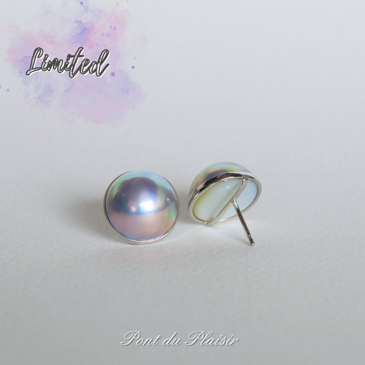 【限定】Pt900製マベパールピアス 12㎜UP