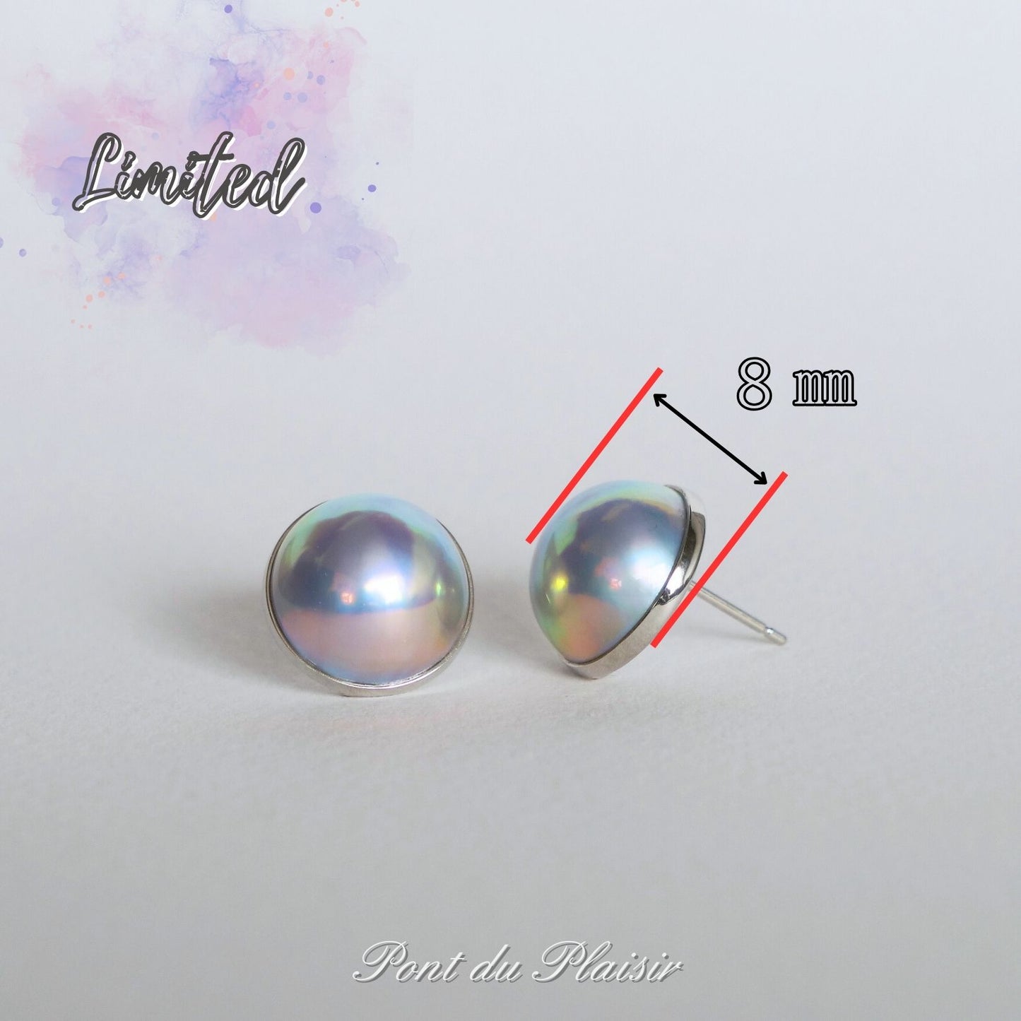 【限定】Pt900製マベパールピアス 12㎜UP