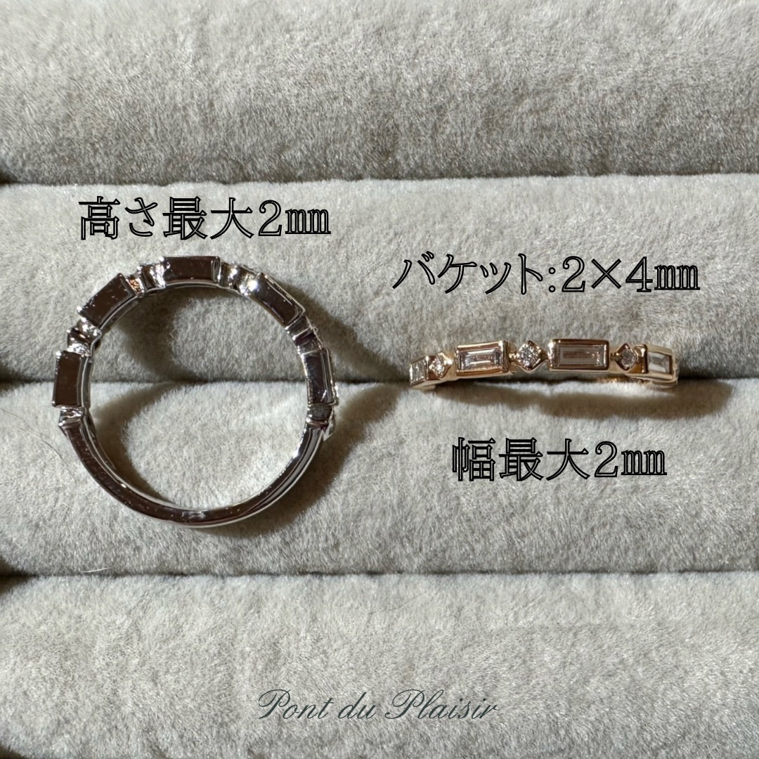 Pt950製バケット&ラウンドダイアモンドハーフエタニティリング#10