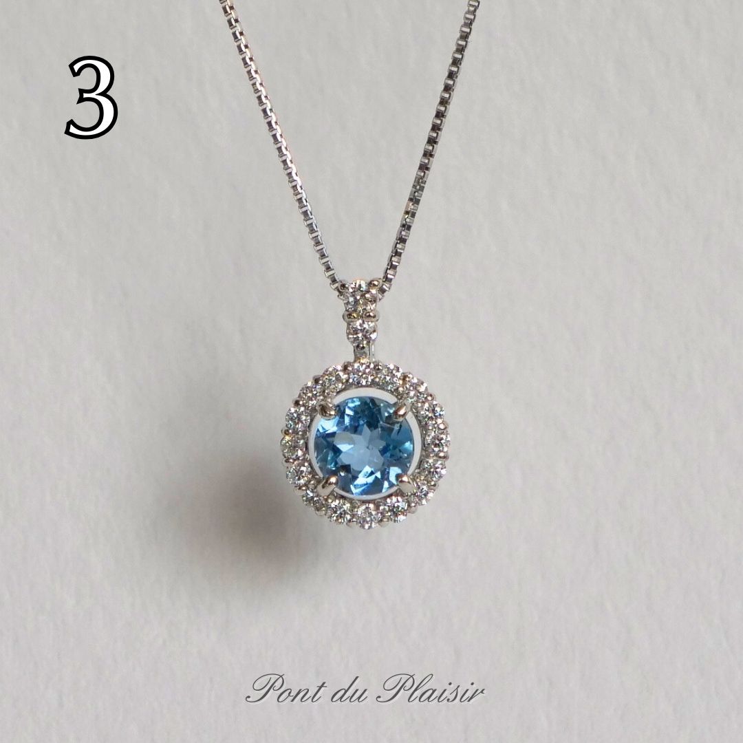 ③Pt製サンタアクアマリンペンダント