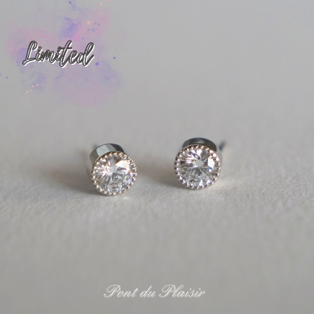 【限定】Pt900製Dカラーミルジョワピアス