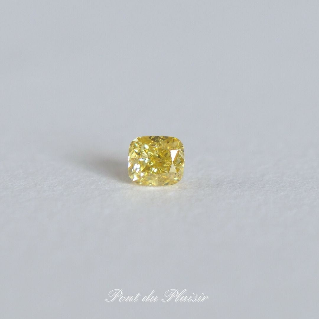 イエローダイアモンド/0.412ct/FIY/SI1/クッションカット