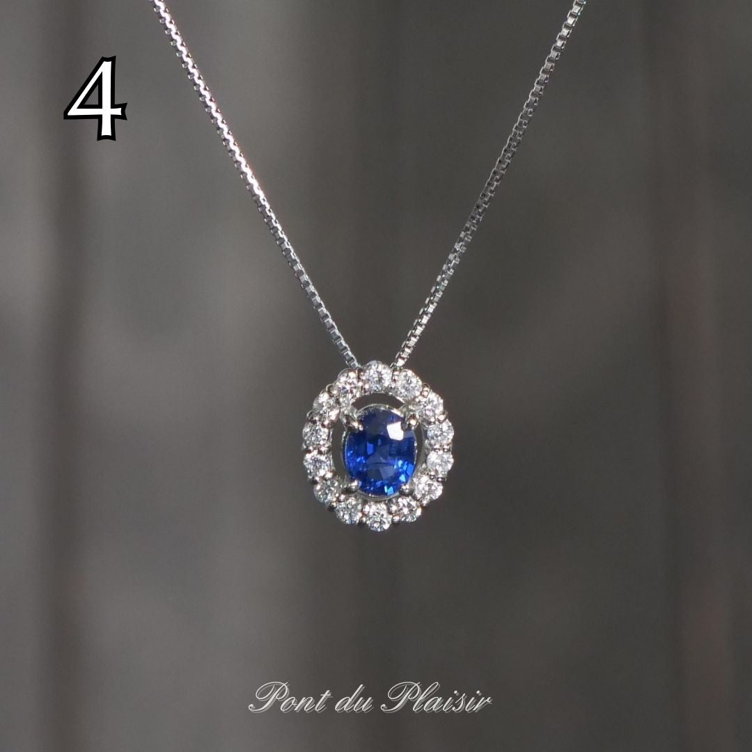 ④Pt製非加熱ロイヤルブルーサファイアペンダント