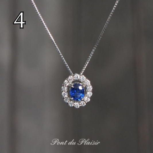 ④Pt製非加熱ロイヤルブルーサファイアペンダント