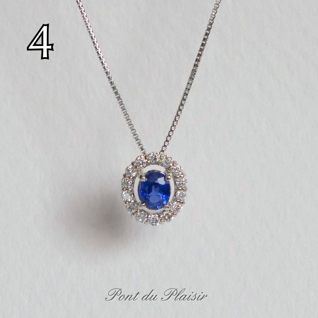 ④Pt製非加熱ロイヤルブルーサファイアペンダント