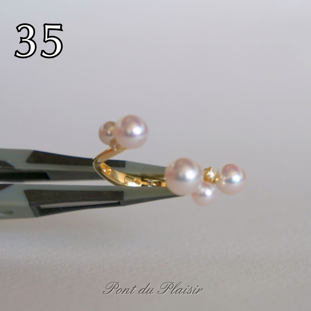 ㉟K18YG製アコヤ真珠ピアリングリング（＃8-＃18）