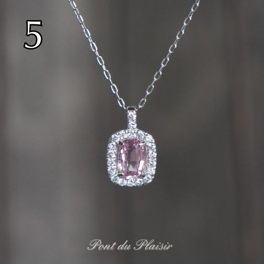 ⑤Pt製パパラチャサファイアペンダント