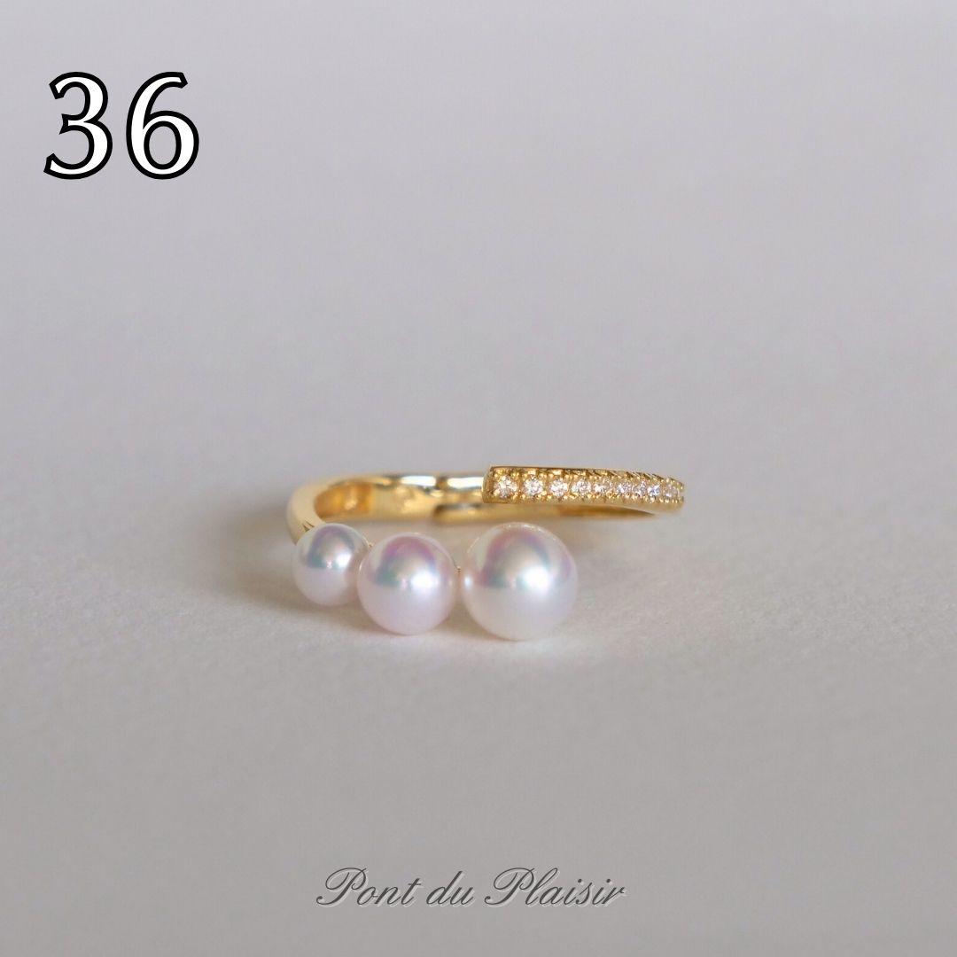 ㊱K18YG製アコヤ真珠ピアリングリング（＃8-＃18）