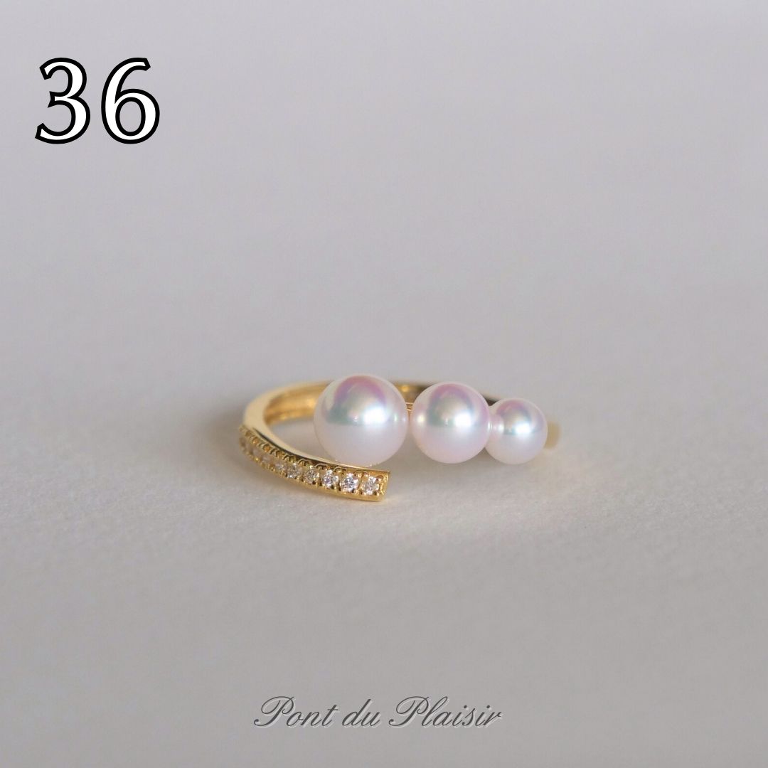 ㊱K18YG製アコヤ真珠ピアリングリング（＃8-＃18）