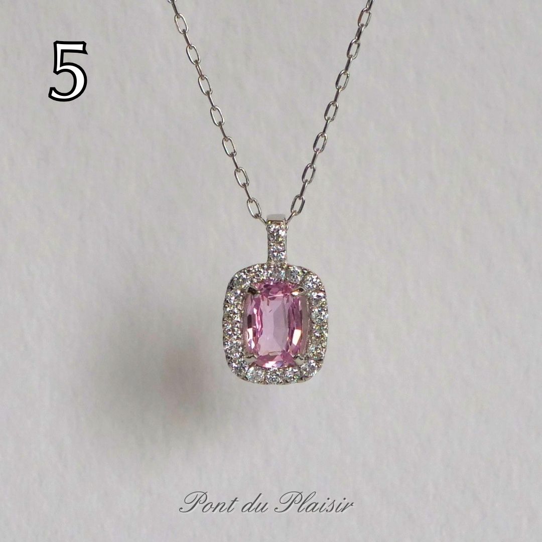 ⑤Pt製パパラチャサファイアペンダント