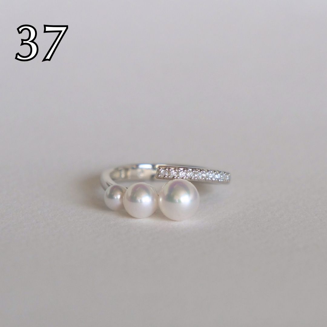 ㊲Pt900製アコヤ真珠ピアリングリング（ #8-#18）