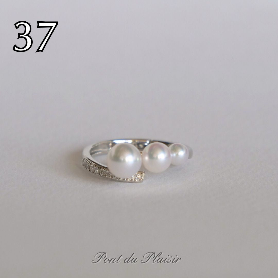 ㊲Pt900製アコヤ真珠ピアリングリング（ #8-#18）
