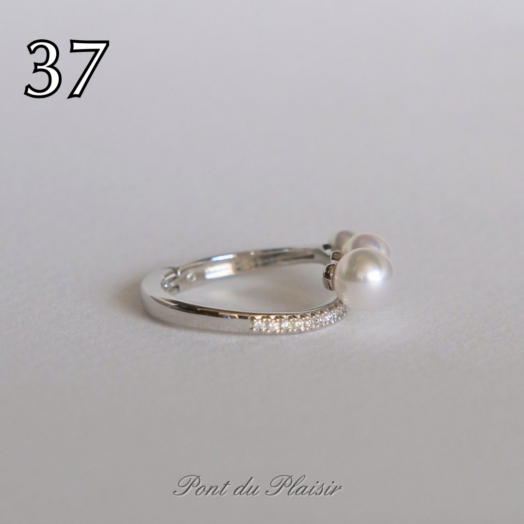 ㊲Pt900製アコヤ真珠ピアリングリング（ #8-#18）