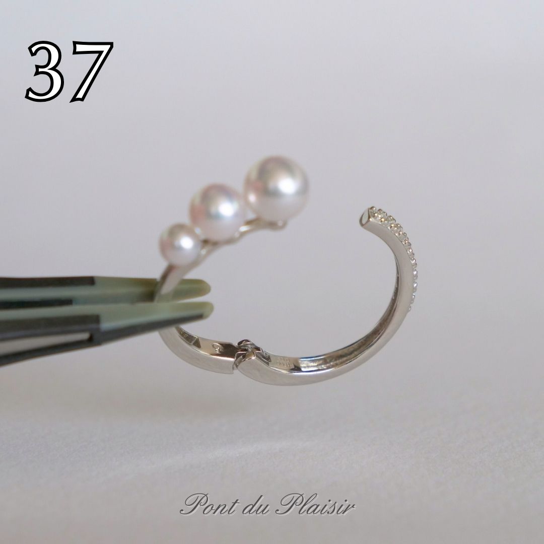 ㊲Pt900製アコヤ真珠ピアリングリング（ #8-#18）