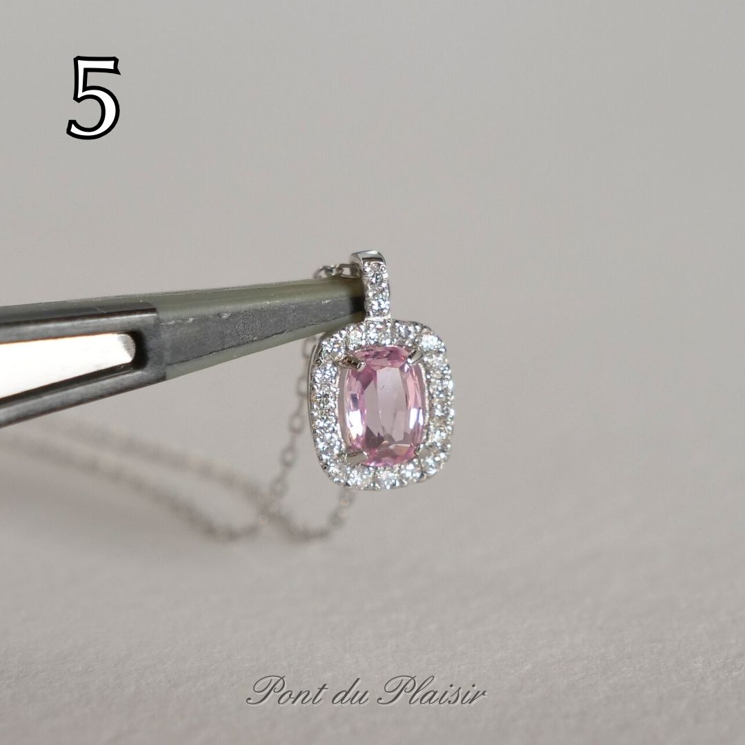 ⑤Pt製パパラチャサファイアペンダント