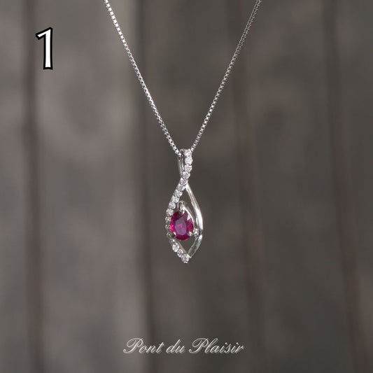 ①Pt製非加熱ピジョンブラッドルビ－ペンダント