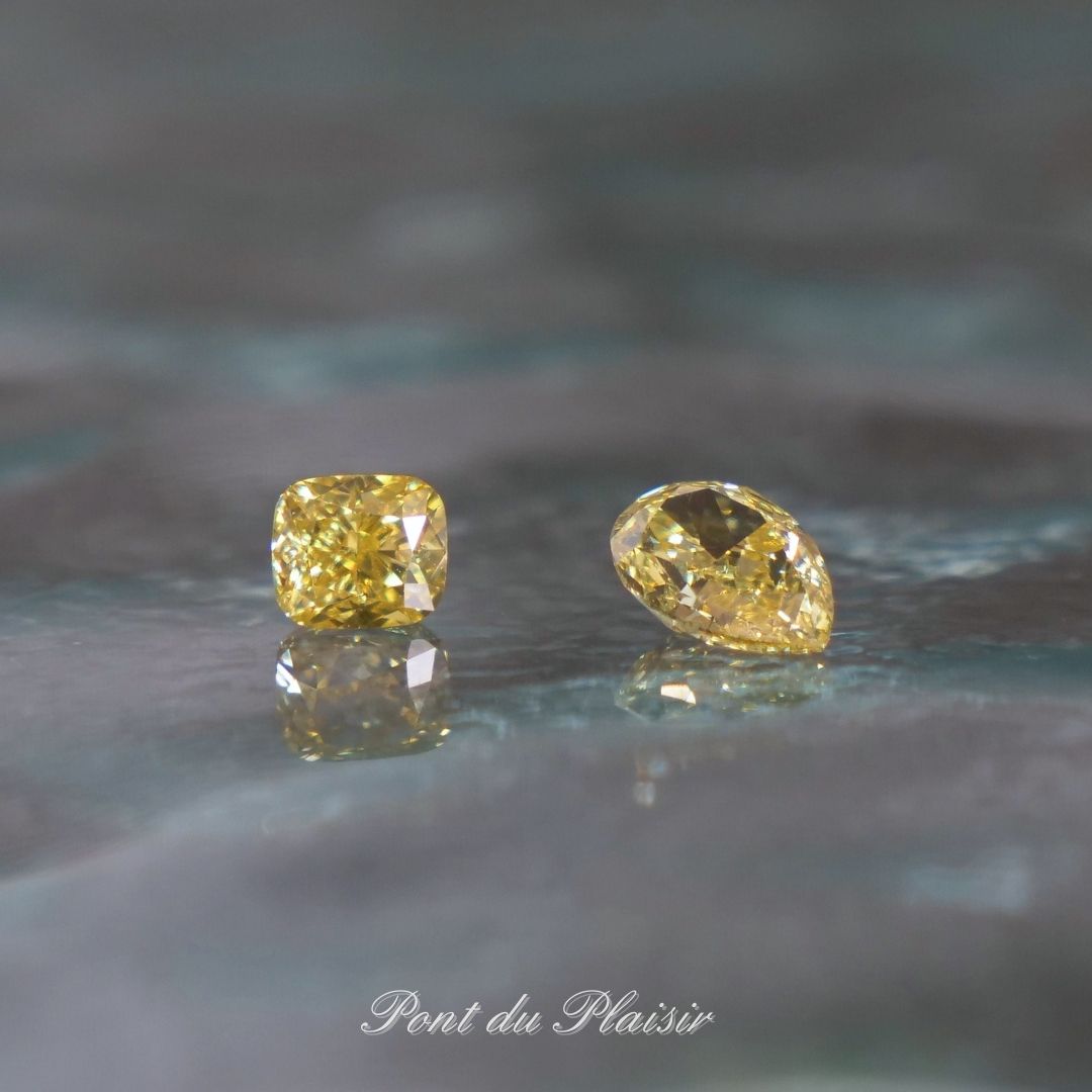 イエローダイアモンド/0.547ct/FVY/SI1/ペアシェイプ