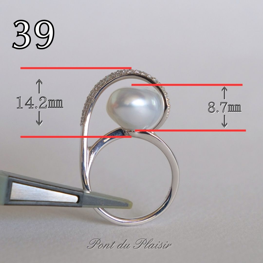 ㊴Pt900製白蝶バロック真珠指輪#13