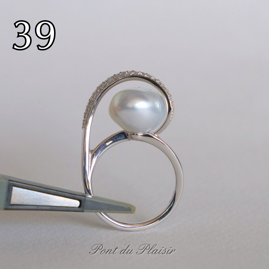 ㊴Pt900製白蝶バロック真珠指輪#13