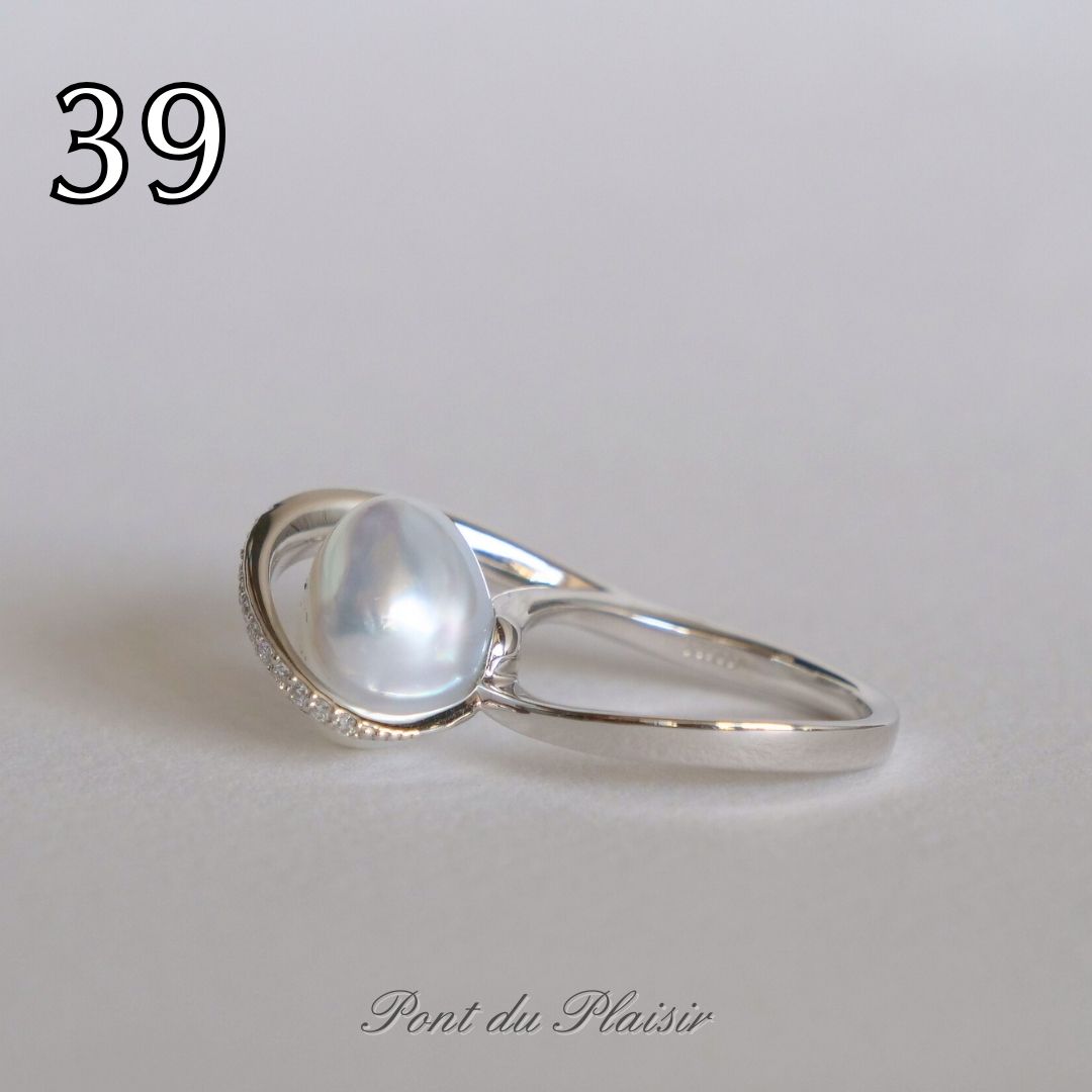 ㊴Pt900製白蝶バロック真珠指輪#13