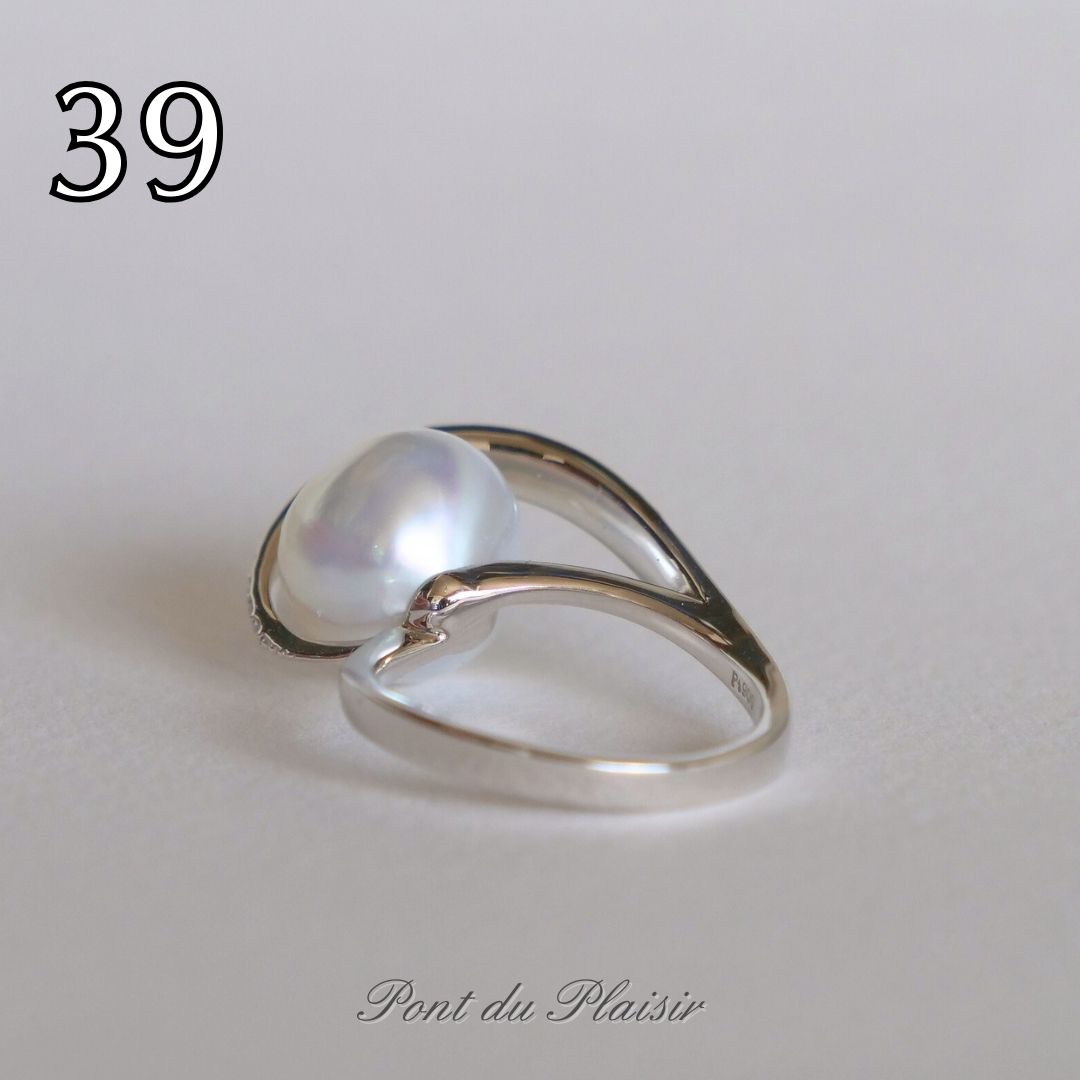 ㊴Pt900製白蝶バロック真珠指輪#13