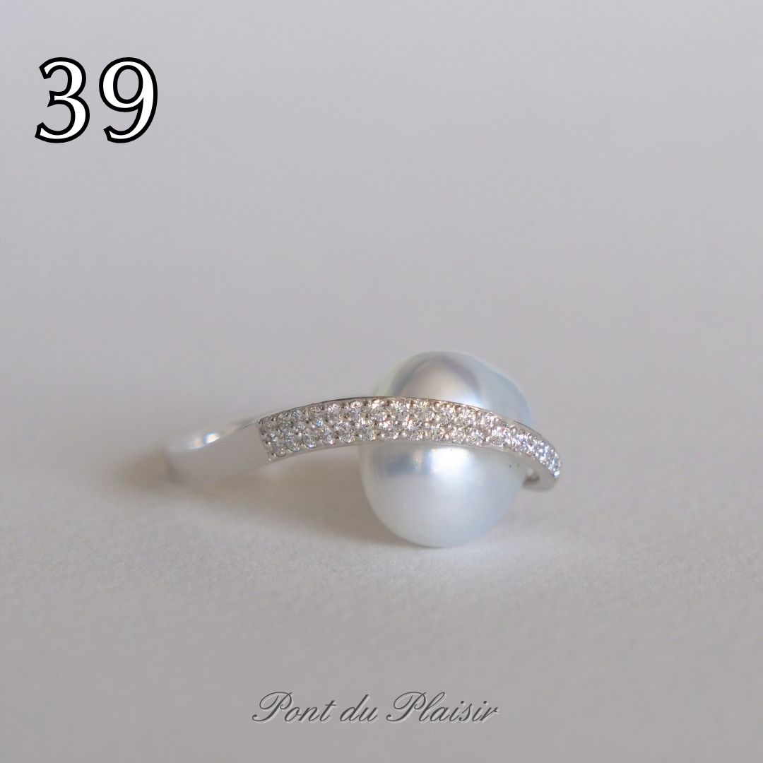 ㊴Pt900製白蝶バロック真珠指輪#13