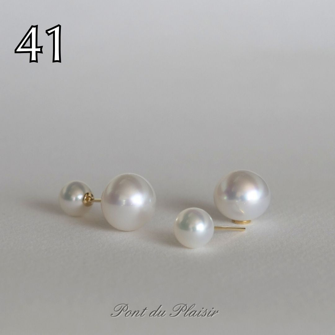 ㊶K18YG製アコヤ/白蝶真珠キャッチピアス