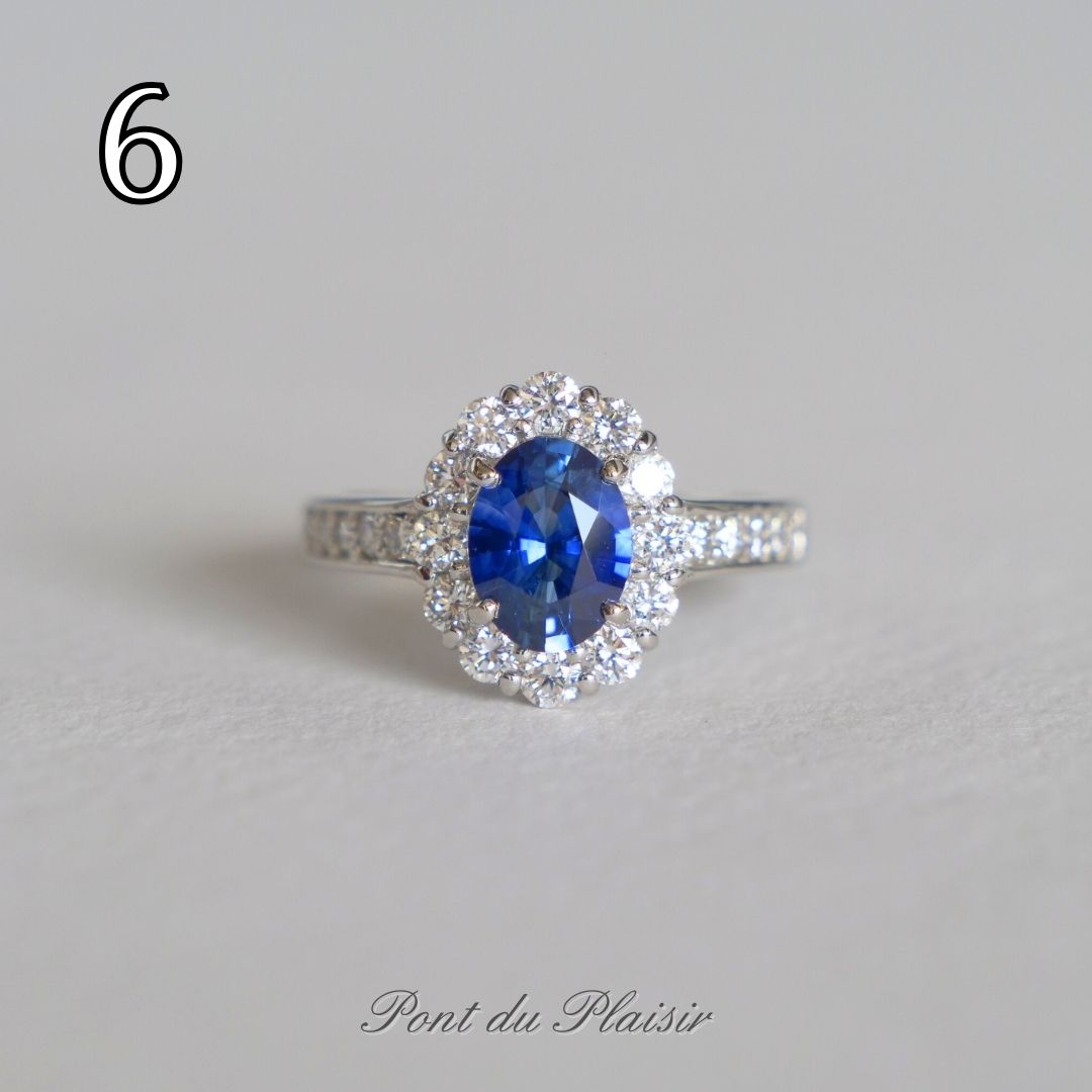 ⑥Pt950製ロイヤルブルーサファイア指輪