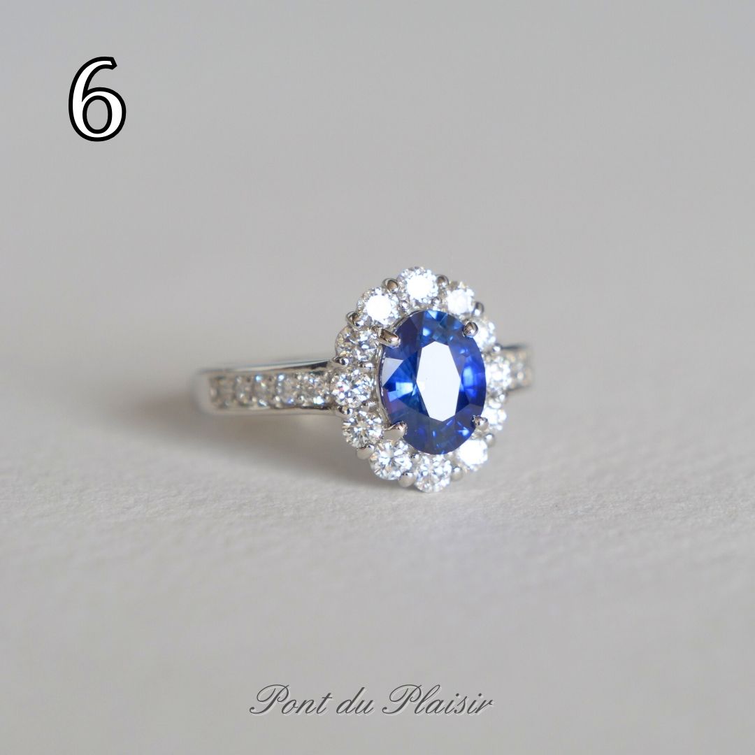 ⑥Pt950製ロイヤルブルーサファイア指輪