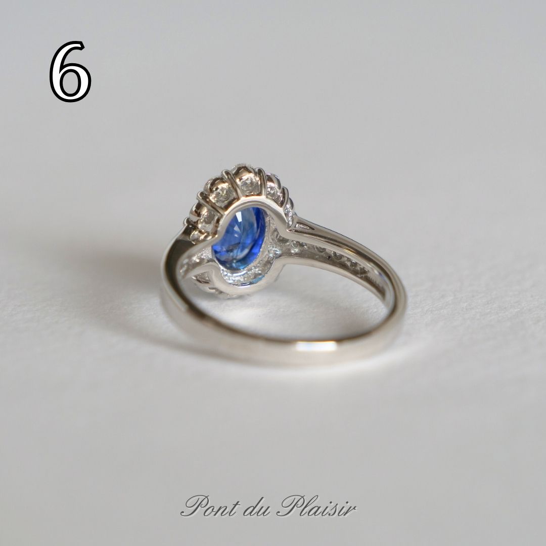 ⑥Pt950製ロイヤルブルーサファイア指輪