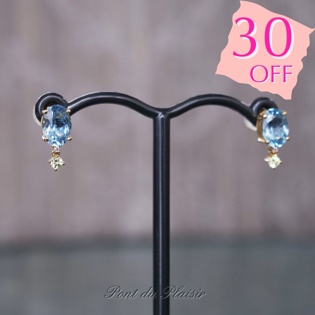 スプリングキャンディK18YG製アクアマリンピアス