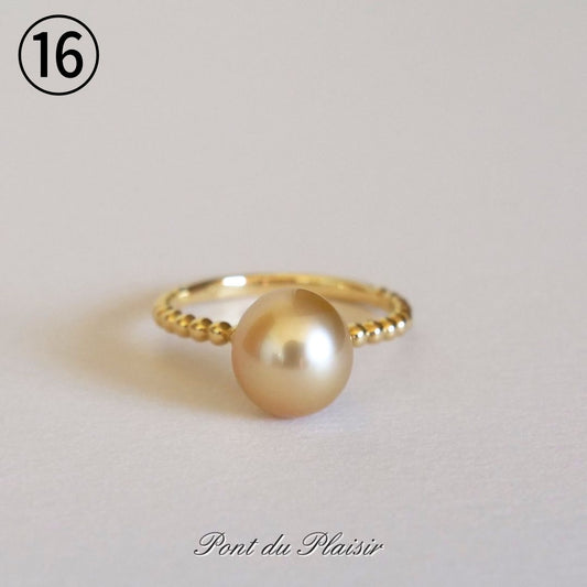 ⑯K18YG製白蝶ケシゴールデン指輪