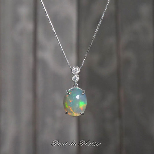 Pt製エチオピアオパールペンダント