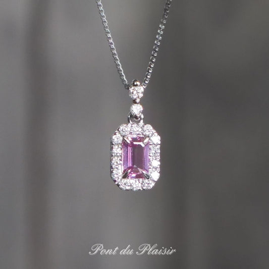 Pt製パパラチャサファイアペンダント