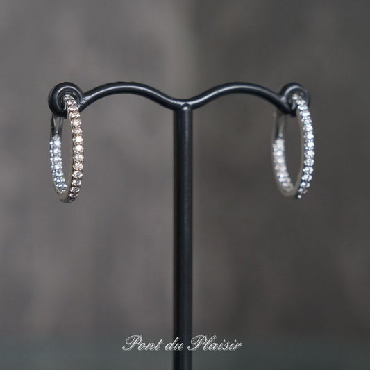 Pt900製ダイアモンドフープピアス