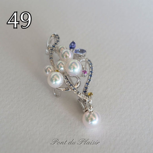 ㊾K18WG製アコヤ真珠ブローチ