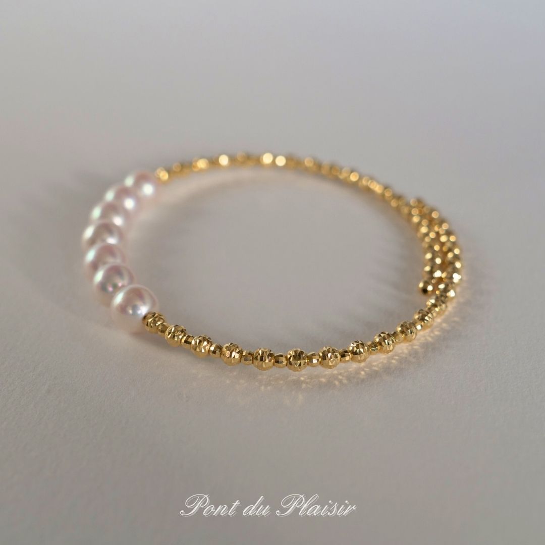 K18YG製アコヤ真珠バングル