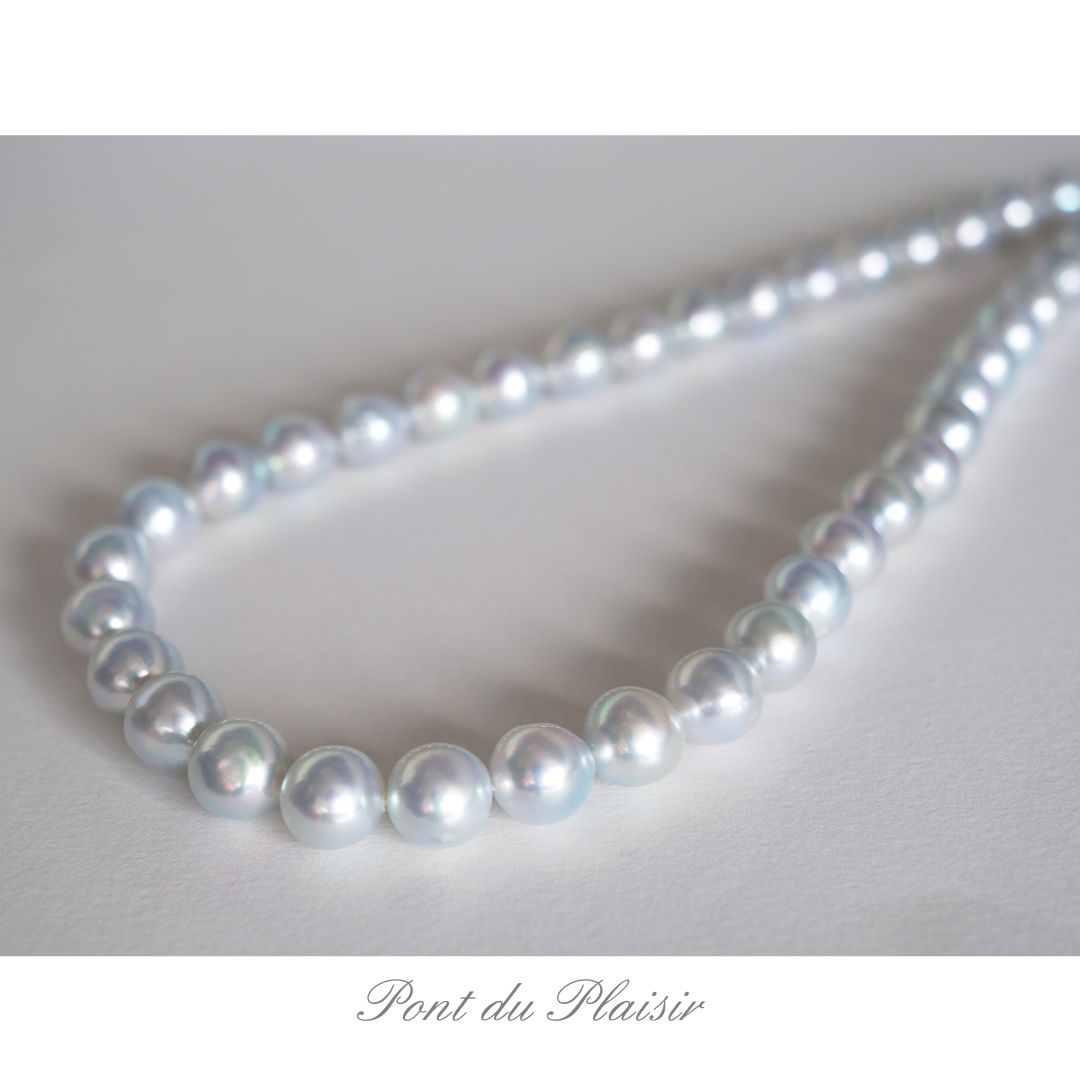 アコヤ真珠ナチュラルブルーバロックネックレス