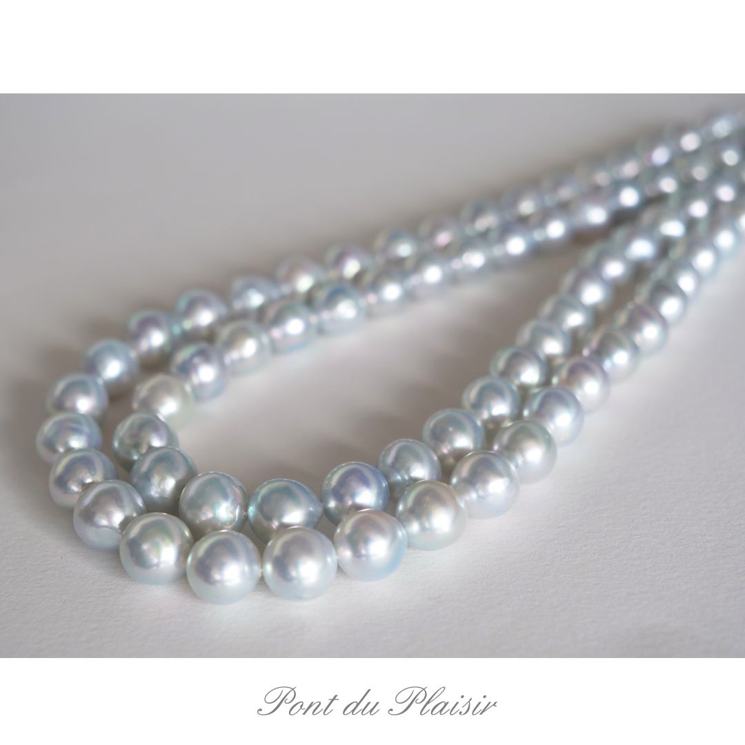 アコヤ真珠ナチュラルブルーバロックネックレス