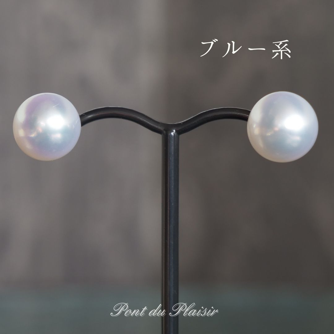 Pt900製白蝶真珠ピアス11㎜(直結)