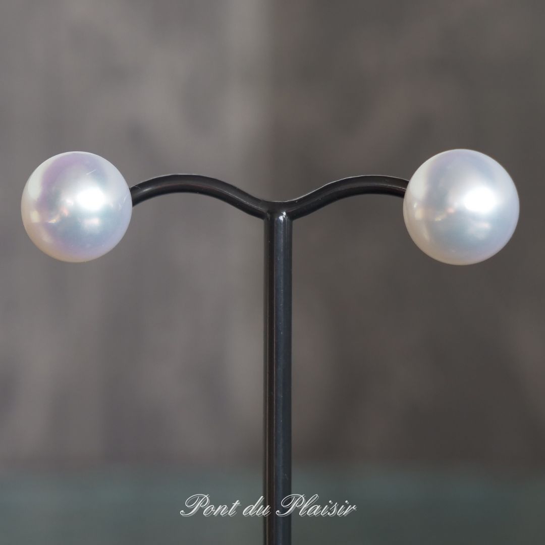 Pt900製白蝶真珠ピアス11㎜(直結)