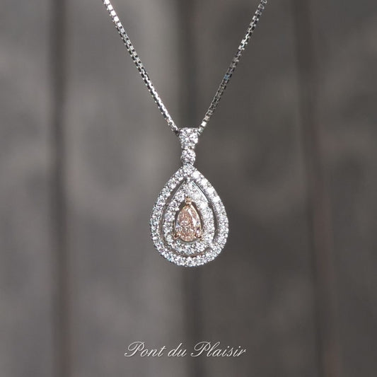 Pt/PG製ピンクダイアモンドペンダント（ペアシェイプ）